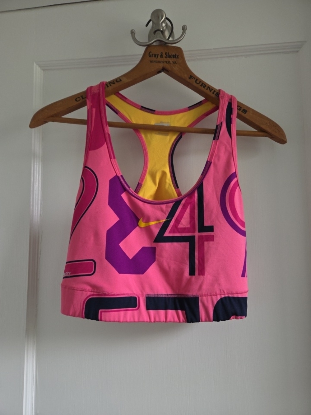 Nike Pink, Purple & Yellow Graphic Racerback Sports Bra